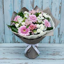Букет цветов из:  Герберы, Альстромерии и Хризантемы в Новомышастовской