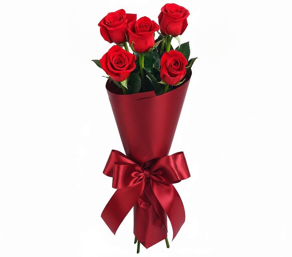 Букет 5 Красных роз Эдлесс Лав в Новомышастовской