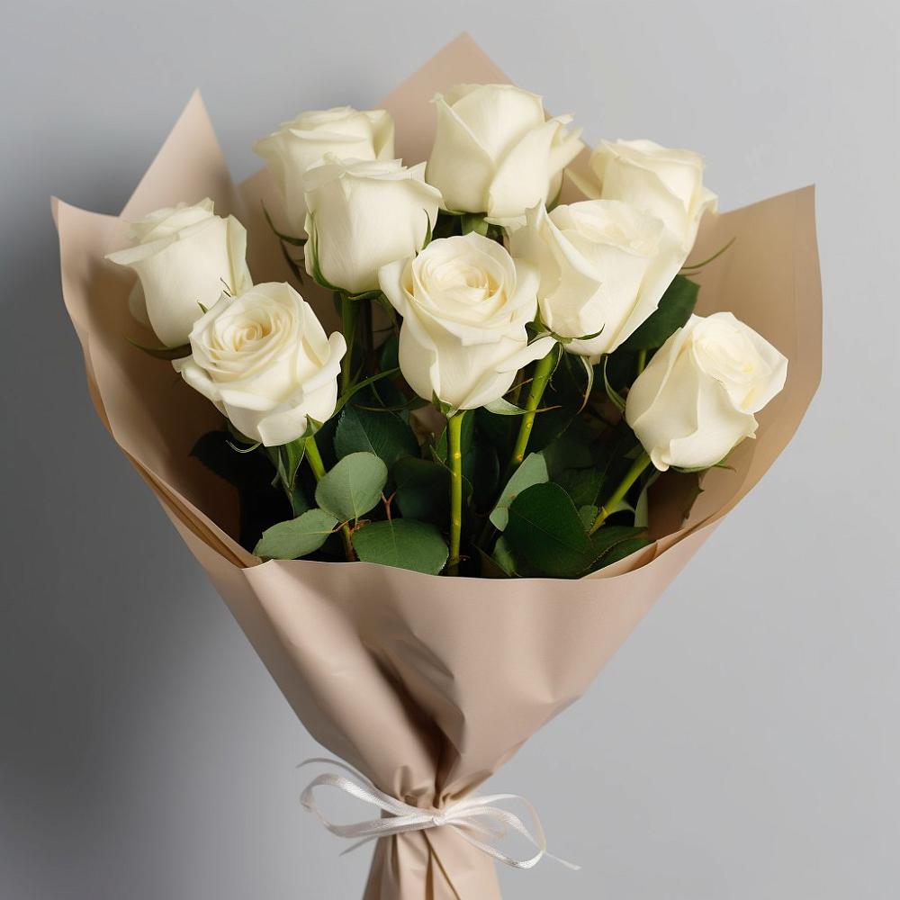 Букет 9 Белых роз Эдлесс Лав в Новомышастовской