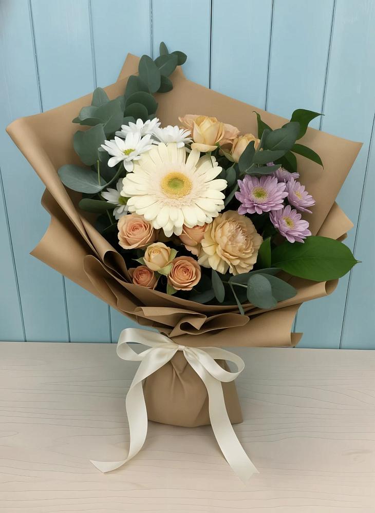 Букет цветов из: Герберы и Хризантемы в Новомышастовской