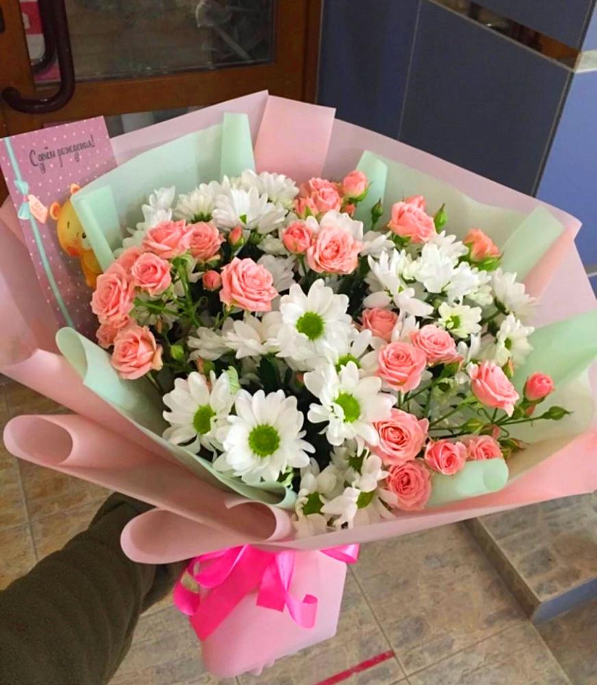 Букет цветов из: Розы и Хризантемы в Новомышастовской