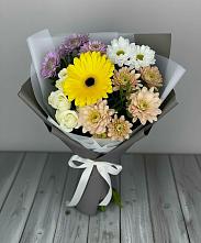 Букет цветов из:  Розы, Герберы и Хризантемы #REPLACE_PRED# Новомышастовской