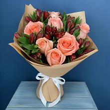 Букет цветов из:  Розы и Альстромерии #REPLACE_PRED# Новомышастовской