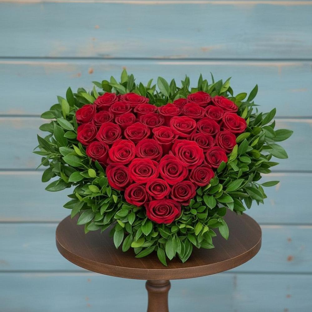 Цветочная композиция из Розы в виде сердца в Новомышастовской