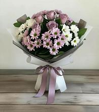 Букет цветов из:  Хризантемы и Розы в Новомышастовской
