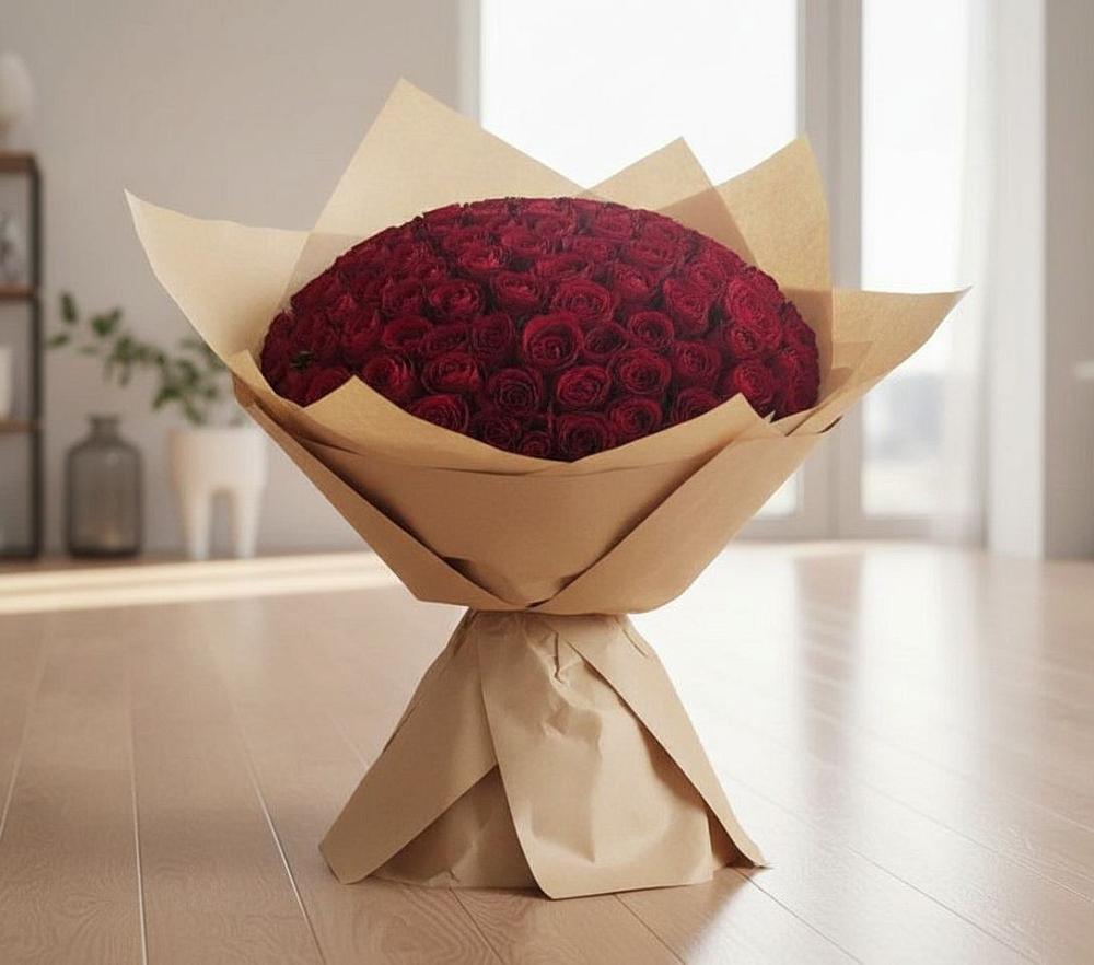 Букет 101 Красная роза в Новомышастовской