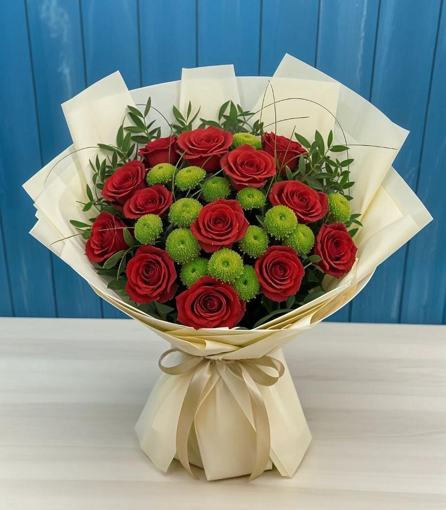 Букет цветов из: Розы и Хризантемы в Новомышастовской