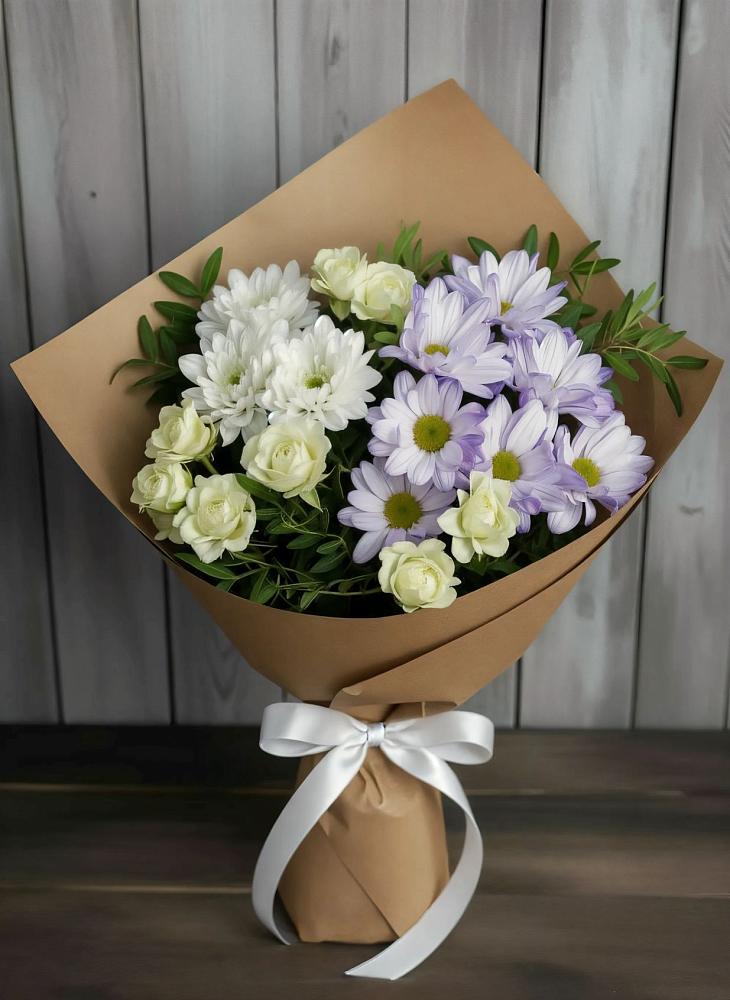Букет цветов из: Хризантемы и Розы в Новомышастовской